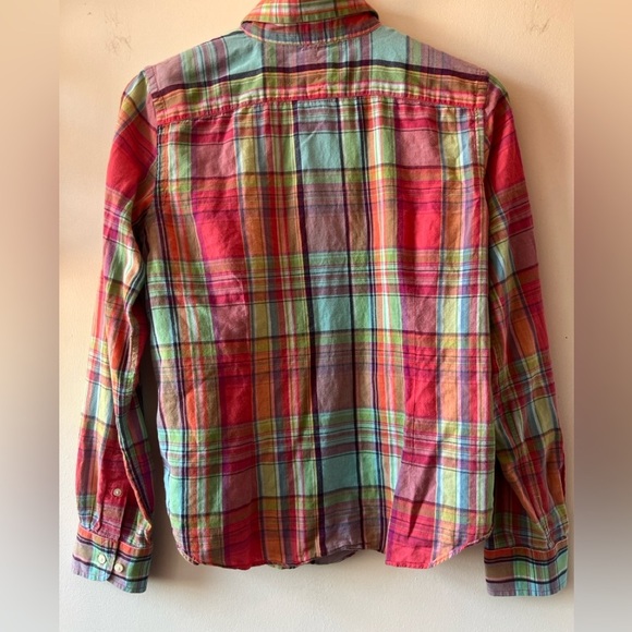 Lauren Ralph Lauren Vintage Plaid Cotton Button Down Top Petite Medium - Picture 3 of 9